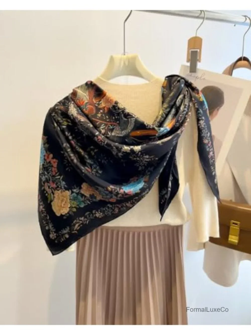 100% Mulberry Silk Large Square Scarf Lightweight Headscarf Shawl Gift Packed